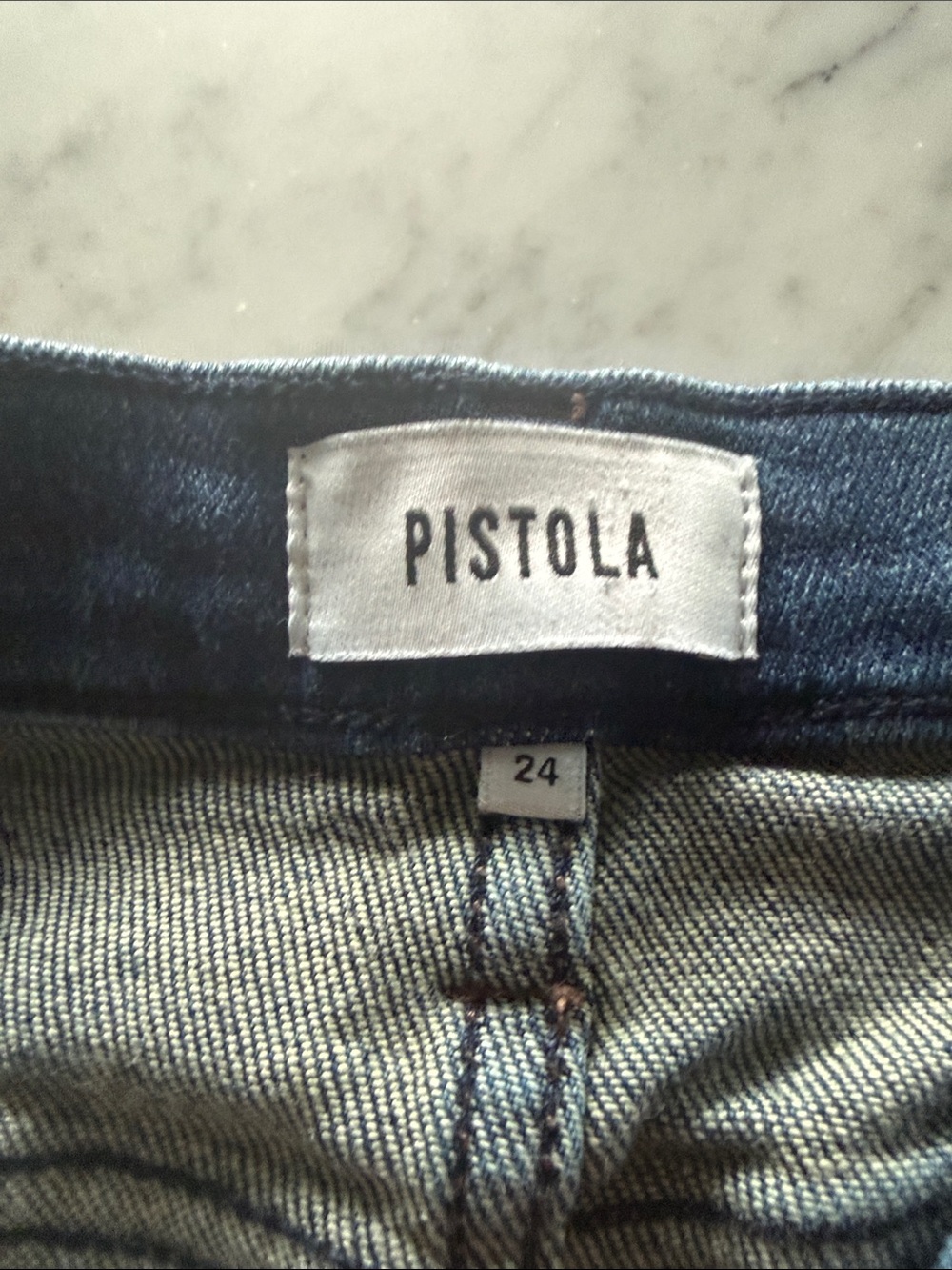 PISTOLA navy blue denim jeans with stitched label